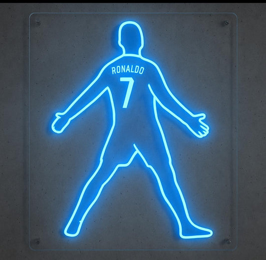Lámpara LED Decorativa de Neón Azul, Diseño de Jugador de Fútbol, Iluminación de Pared Cristiano Ronaldo