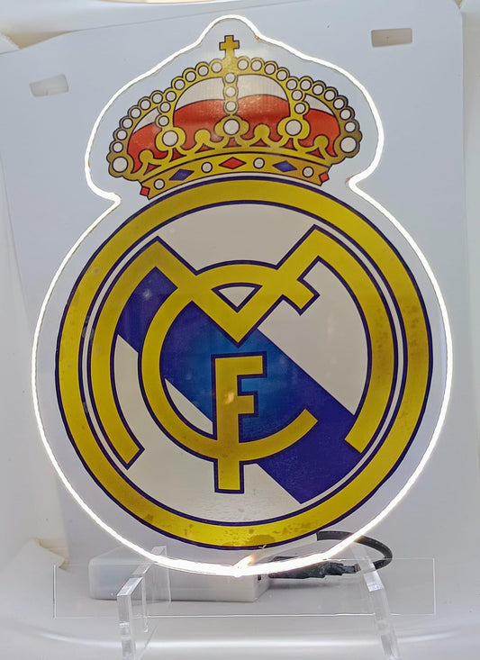 Escudo LED, Iluminación COB Alta Intensidad, Metaquilato Profesional, Decoración MADRID Deportiva