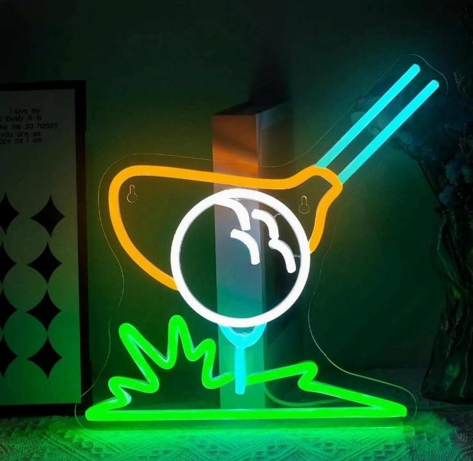 Luces de neón Letrero De Neón De Golf Para Decoración De Pared, Luz LED Para Sala De Club, Gimnasio, Sala De Deporte 31.5cm×32cm