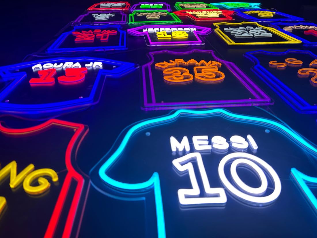 SoloLED Letrero de Neón Deportivo Mbappe, Iluminación LED Decorativa, Metacrilato para Dormitorios y Salas de Juegos