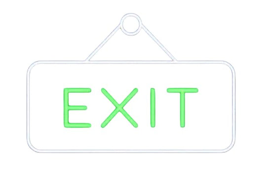 Letrero LED de Salida Luminoso, Señal de exit Emergencia Neón, Blanco y Verde