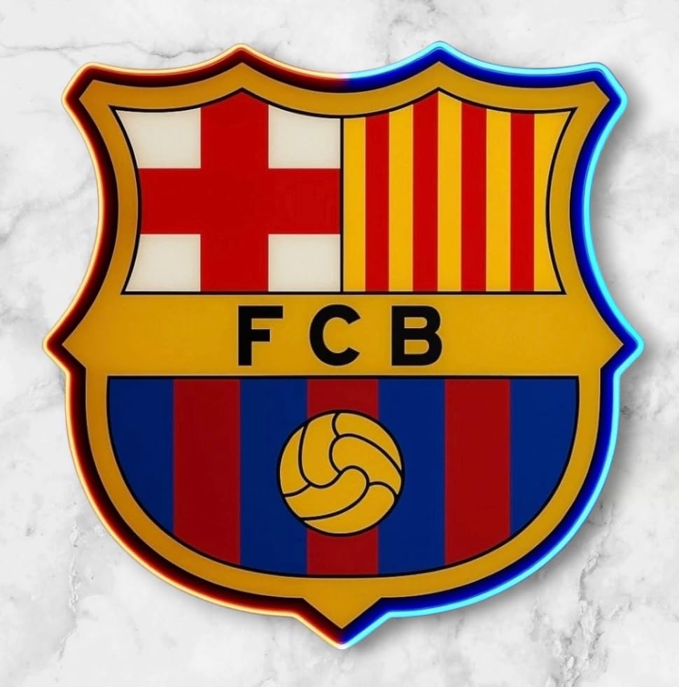 SOLOLED Lámpara LED neón flex de Pared aficionados Barcelona, Escudo Deportivo Iluminado con Luces de Neón Rojo y Azul