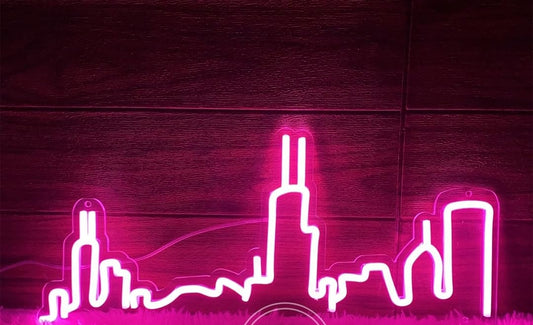 KHiry Letrero de neón City Skyline Personalizado, Letrero de neón con luz acrílica Grande Personalizado para Dormitorio