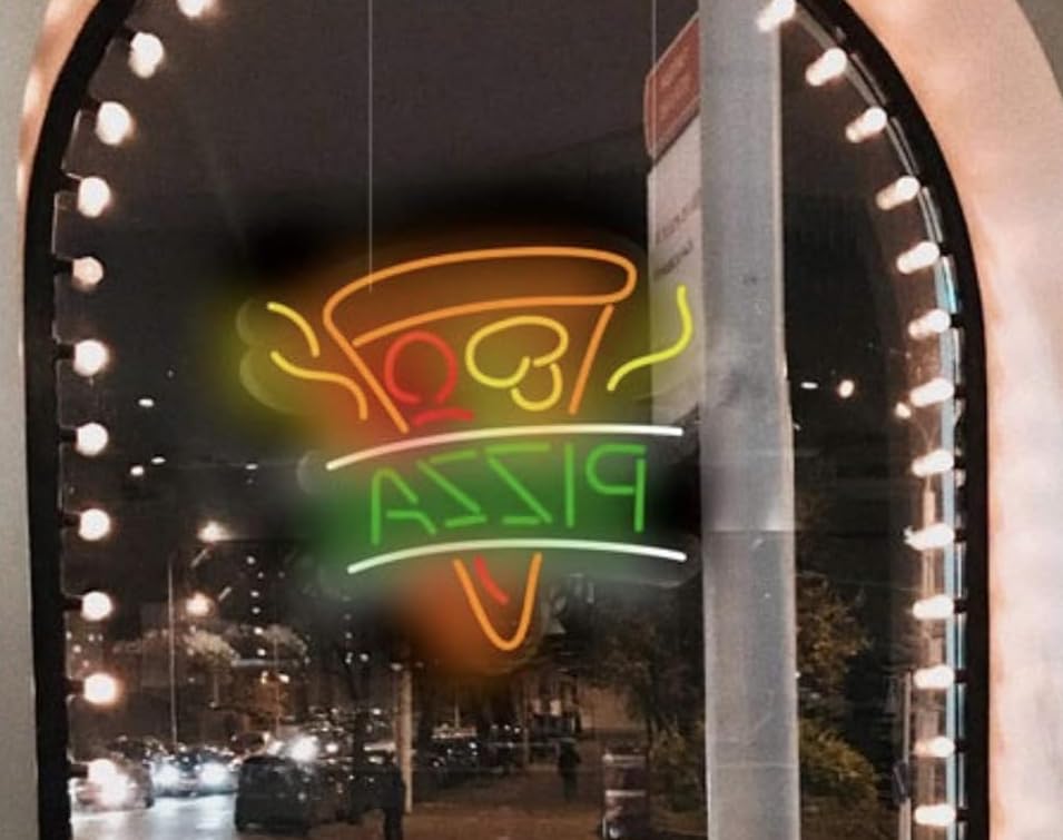 Pizza Neón Luminoso Base metacrilato
