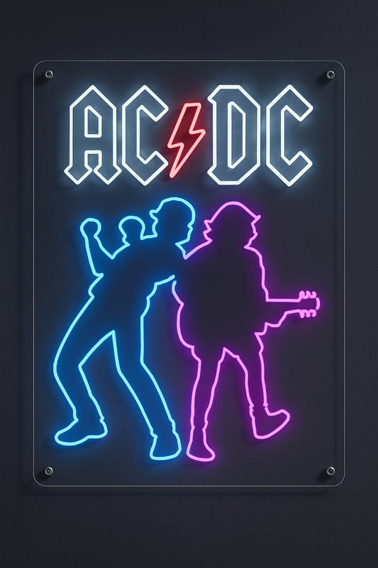 Cartel Luminoso de Neón ROCK Decoración de Pared con Siluetas de Banda de Rock, LED Multicolor