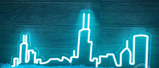 KHiry Letrero de neón City Skyline Personalizado, Letrero de neón con luz acrílica Grande Personalizado para Dormitorio