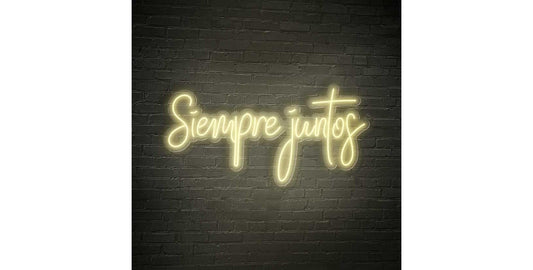 Letrero de Neón 'Siempre Juntos', Decoración Luminosa, 61 x 32 cm, Tamaño S