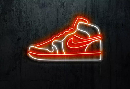 Letrero de Neón LED Diseño de Zapatilla Deportiva, Rojo y Blanco