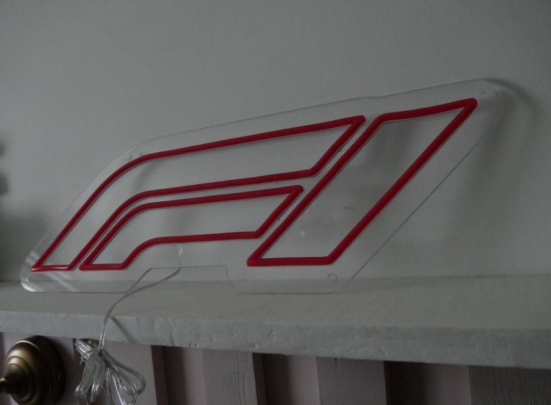 Letrero LED Neón Formula 1 F1, Luz Decorativa Personalizada, Rojo y Amarillo, Estilo Deportivo