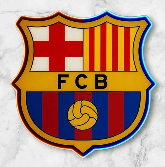 SOLOLED Regalos cartel LED neón Barcelona Escudo Iluminado LED, Decoración de Pared, Fútbol, Azul y Rojo MEDIDAS 35X30 CM ALIMENTACION 12V