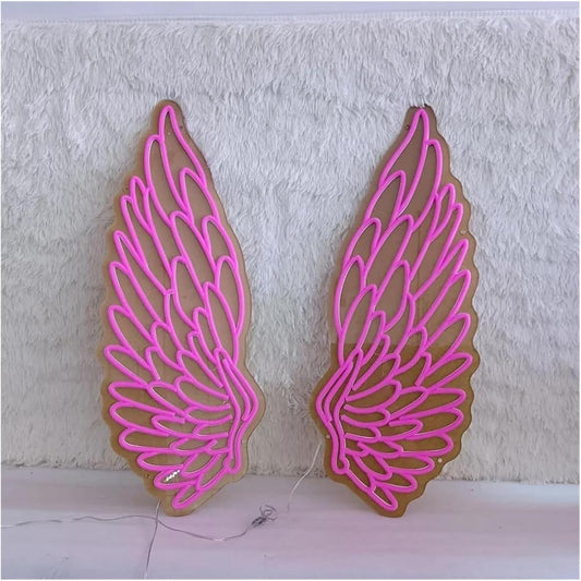 SOLOLED Lámpara LED de Pared con Diseño de Alas de Ángel, Luz Neón Rosa, Decoración Iluminada