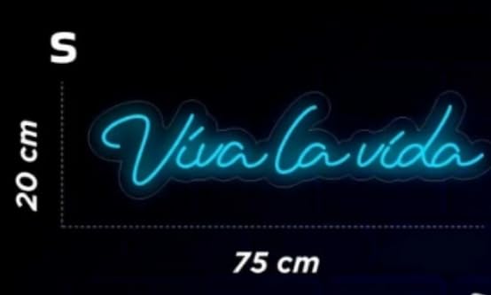 Letrero LED Neón 'Viva la vida', 75 cm x 20 cm, Iluminación Decorativa para Eventos y Negocios