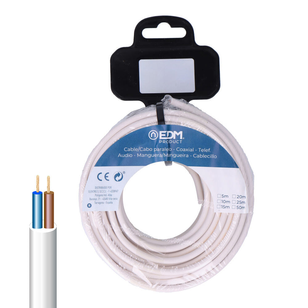 CARRETE MANGUERA TUBULAR H05VV-F 2 x 2,50 mm² BLANCA, 15 m