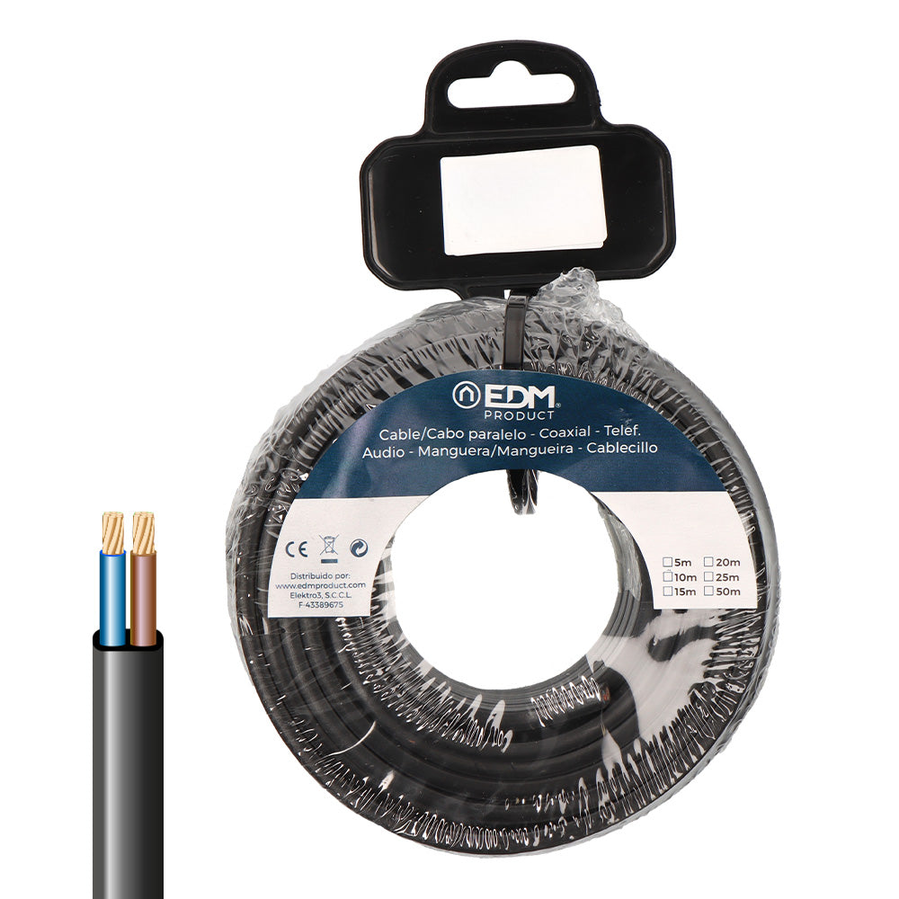 CARRETE CABLE PARALELO PLANO VVK(H2) 06/1KV 2 x 2,50 mm² NEGRA, 10 m