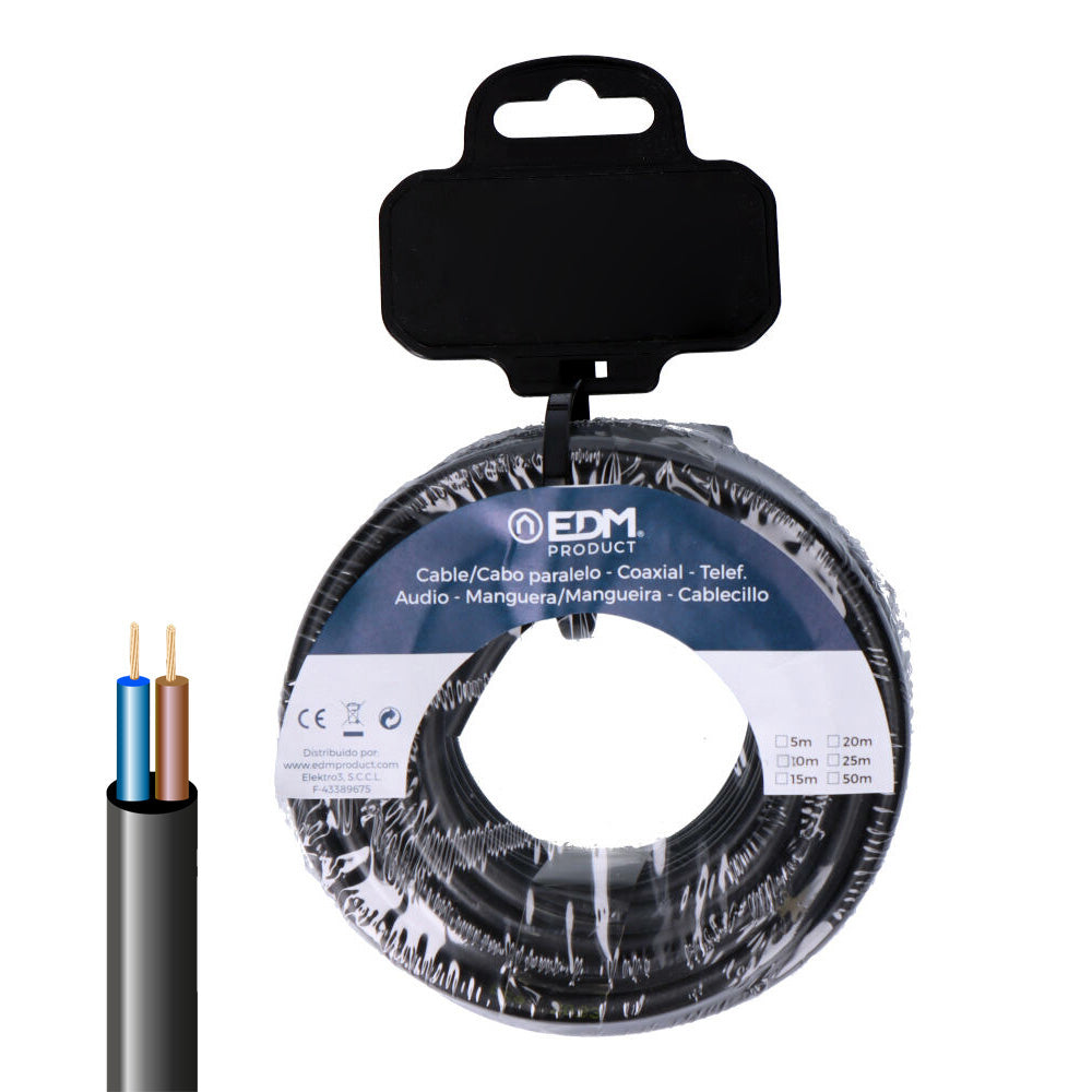CARRETE MANGUERA TUBULAR H05VV-F 2 x 0,75 mm² NEGRA, 25 m