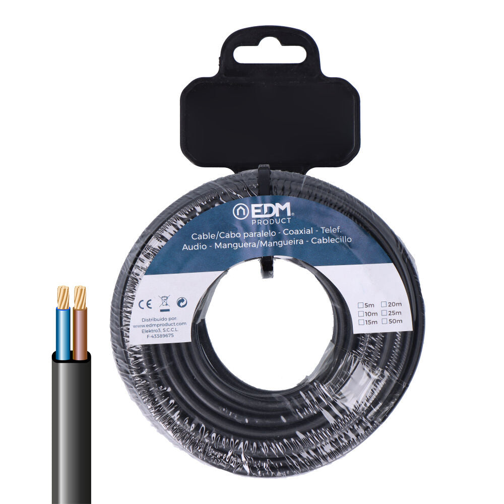 CARRETE MANGUERA PLANA H03VV-F 2 x 0,75 mm² NEGRA, 25 m