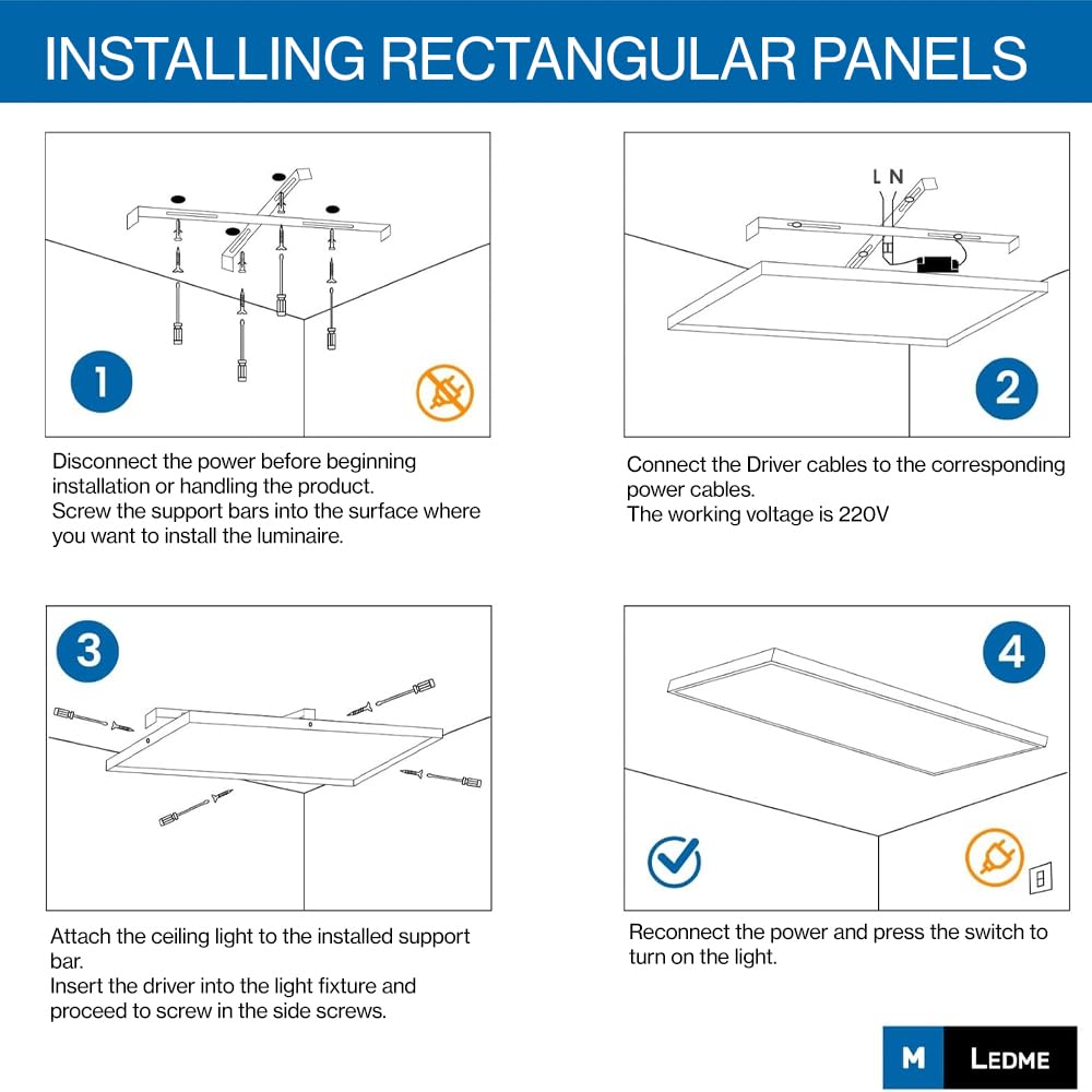M Ledme - Panel Led de Superficie Rectangular