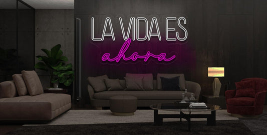 Letrero de Neón 'La Vida Es Ahora', Decoración para Boda, Bar, Hogar y Fiesta medidas 60x30 cm