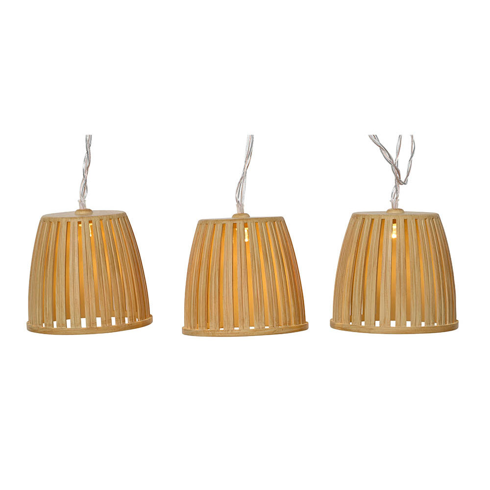 GUIRNALDA SOLAR CESTO DE COLOR MADERA