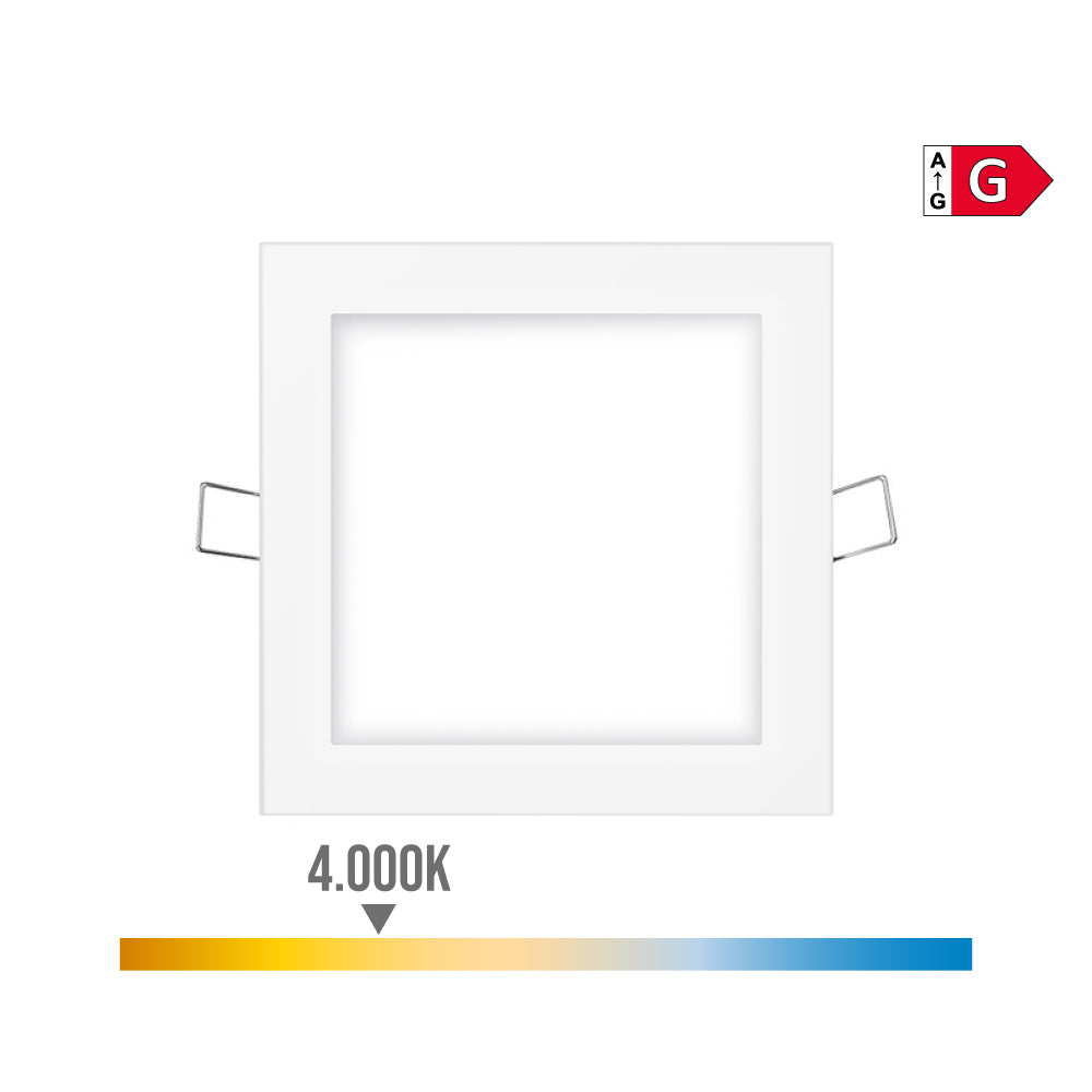 MINI DOWNLIGHT LED EMPOTRABLE CUADRADO 6 W 4000 K LUZ DIA COLOR BLANCO 11,7 x 11,7 cm