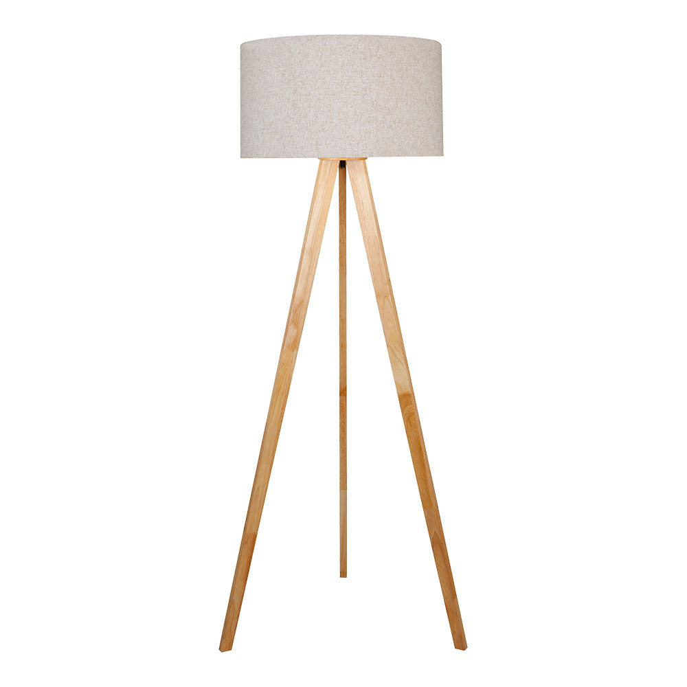 LÁMPARA DE PIE E27 MADERA, HIERRO Y TELA Ø50 x 28 cm
