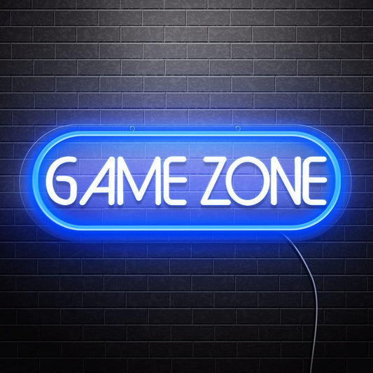 Neon Gamepad Zone Neon LED Letrero Neon Decoración de la Habitación Luces de neón Frescas para el Dormitorio Sala de Juegos Bar Niños Regalo Decoración de Fiesta (azul)