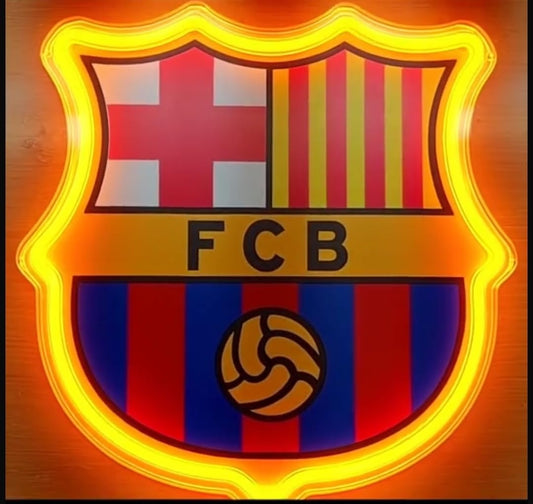 REGALO liga de fútbol Barcelona azulgrana con Pantalla metacrilato y vinilo con neón LED de Bar Deportivo, de la liga de futbol, Ambiente de Pub MEDIDAS 35X30CM
