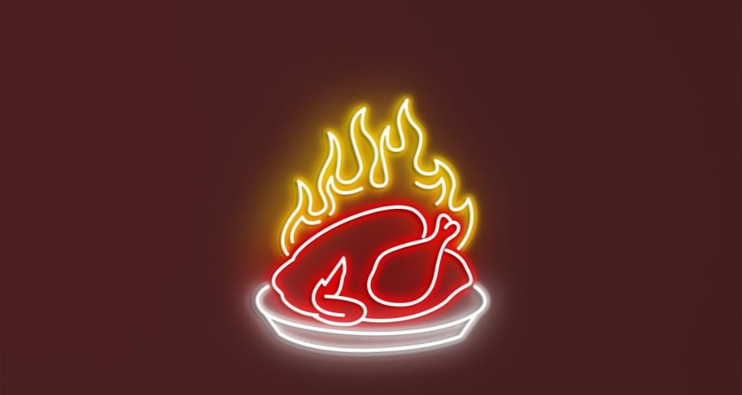 Letrero LED de Neón con Diseño de Pollo en Llamas, Decoración de Pared para Restaurante, Arte de Tienda de Pollos