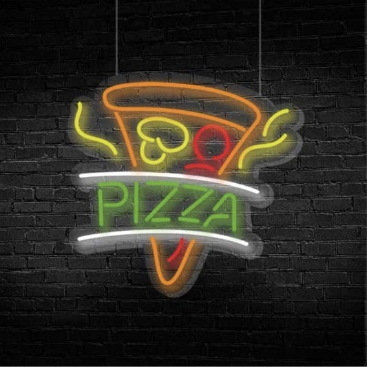 Pizza Neón Luminoso Base metacrilato
