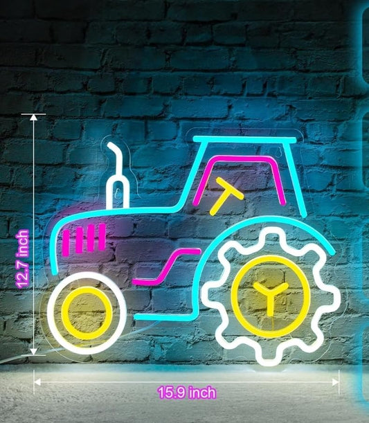 Lámpara de Neón LED Decorativa, Diseño de Tractor, Multicolor, Montaje en Pared