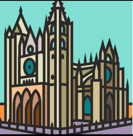 Lámpara LED de Neón Decorativa, Catedral de León, Diseño de Santa María La Regla, Iluminación Multicolor, medidas 84x,56 cm Sin texto solo imágenen en neón led