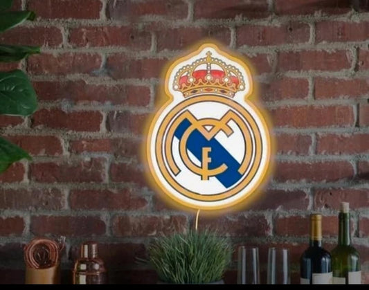 SOLOLED Madrid Escudo, Deportivo con Corona, Emblema de Fútbol,vinilo,metacrilato, neon led medidas 40x30 cm liga de futbol