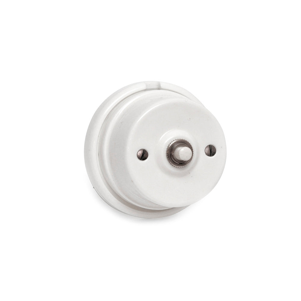 MECANISMO TIMBRE PULSADOR DE SUPERFÍCIE DE PORCELANA SERIE VINTAGE 2A 250V Ø80mm BLANCO