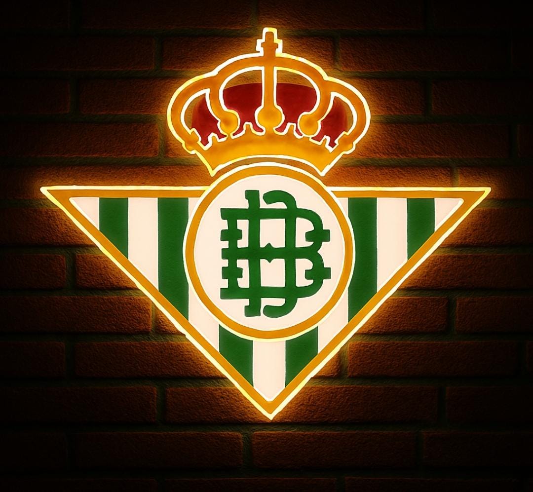16 escudos Pantalla metacrilato y vinilo con neón LED de Bar Deportivo, Logo Iluminado de la lga de futbol, elige un escudo con el número