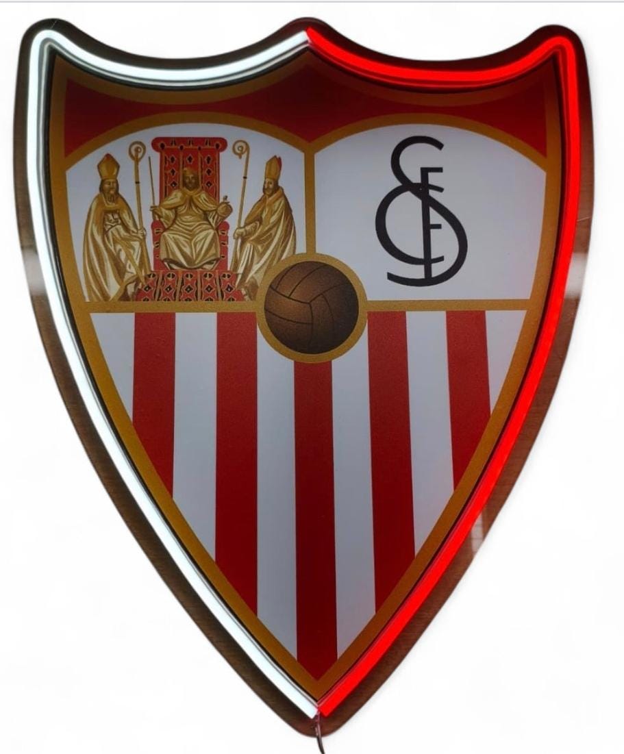 16 escudos Pantalla metacrilato y vinilo con neón LED de Bar Deportivo, Logo Iluminado de la lga de futbol, elige un escudo con el número