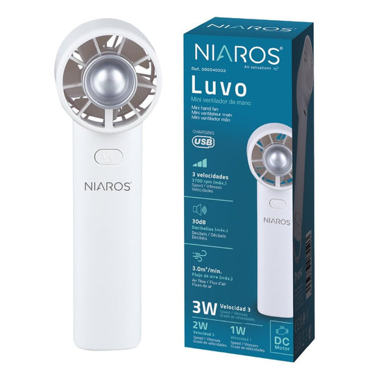 Genérico Ventilador Portátil USB Recargable, Diseño Compacto, Color Blanco