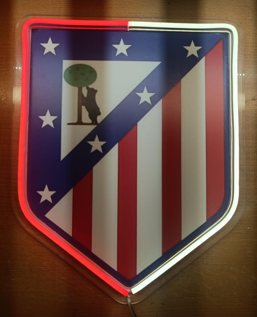Regalos Atlético Neon Cualquier Equipo Futbol Real - metacrilato y Neón Personalizado Adorno de pared Niños Adultos led letras decorativas habitacion letrero (AT.MADRID) 38x28 cm medidas