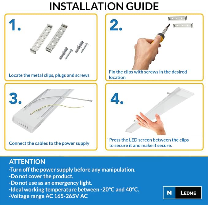 M Ledme - Pantalla LED Lineal Con Led Integrado, Cable De Conexión Incluido.