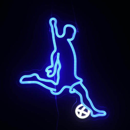 Lámpara LED de Neón Decorativa, Diseño de Jugador de Fútbol, Luz Azul, para Pared