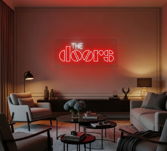 Letrero LED neón rock banda, Decoración de Pared Iluminada, Rojo, 50 cm