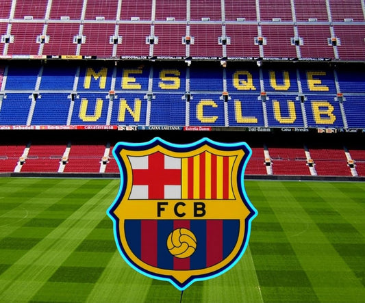 REGALO liga de fútbol Barcelona azulgrana con Pantalla metacrilato y vinilo con neón LED de Bar Deportivo, de la liga de futbol, Ambiente de Pub MEDIDAS 35X30CM
