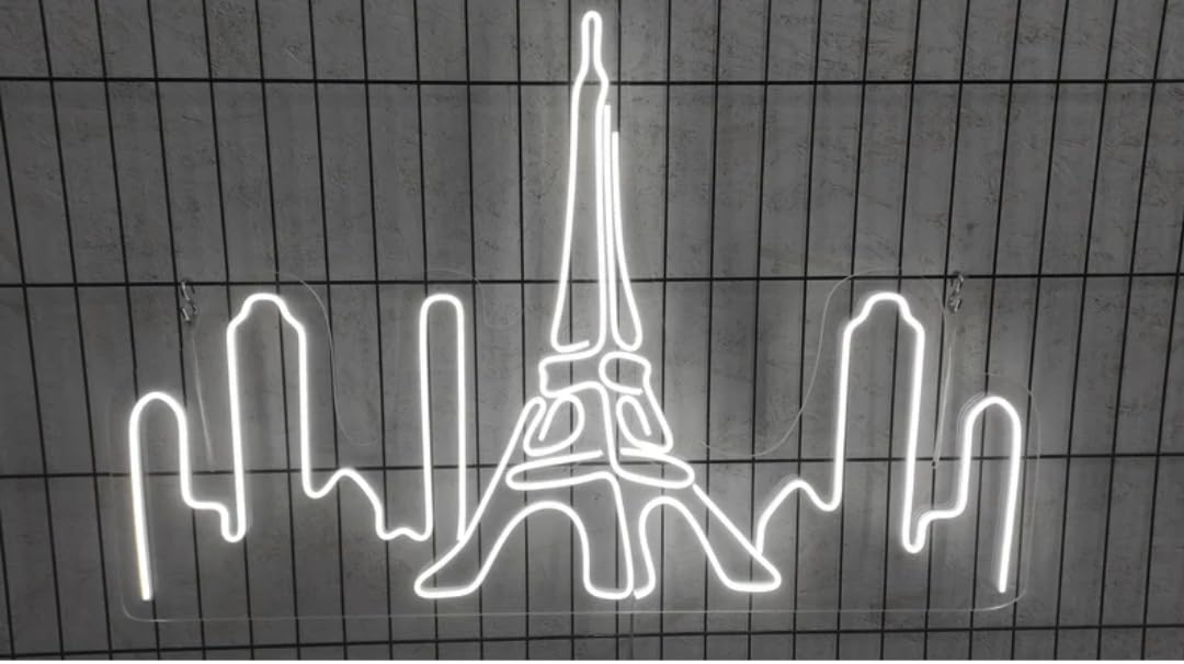 Letrero LED de Neón París, Horizonte con Torre Eiffel, Arte de Pared Decorativo para Ciudad
