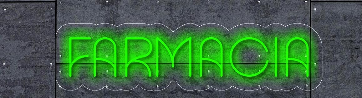 Letrero LED Neón Farmacia, Verde Brillante, 50 cm x 13 cm, Iluminación Decorativa para Exterior