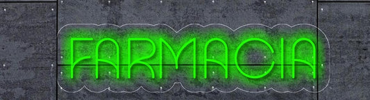 Letrero LED Neón Farmacia, Verde Brillante, 50 cm x 13 cm, Iluminación Decorativa para Exterior