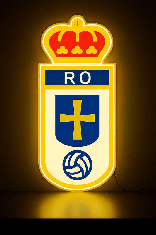 SOLOLED Lámpara LED escudo Decorativa Regalo Oviedo, Escudo Club, Iluminación Deportiva Medidas 20x35 cm