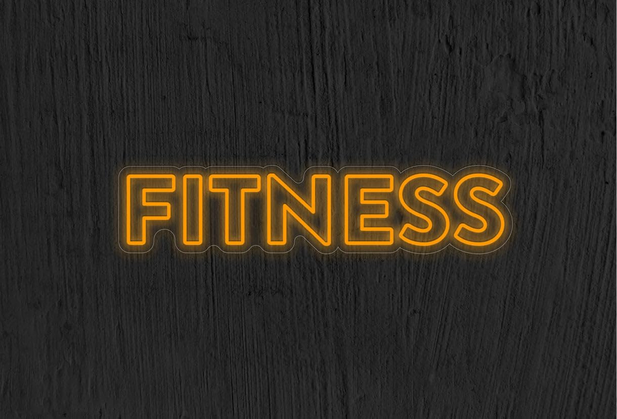 Letrero LED Luminoso de Fitness, Señalización Neón Naranja, Decoración para Gimnasio