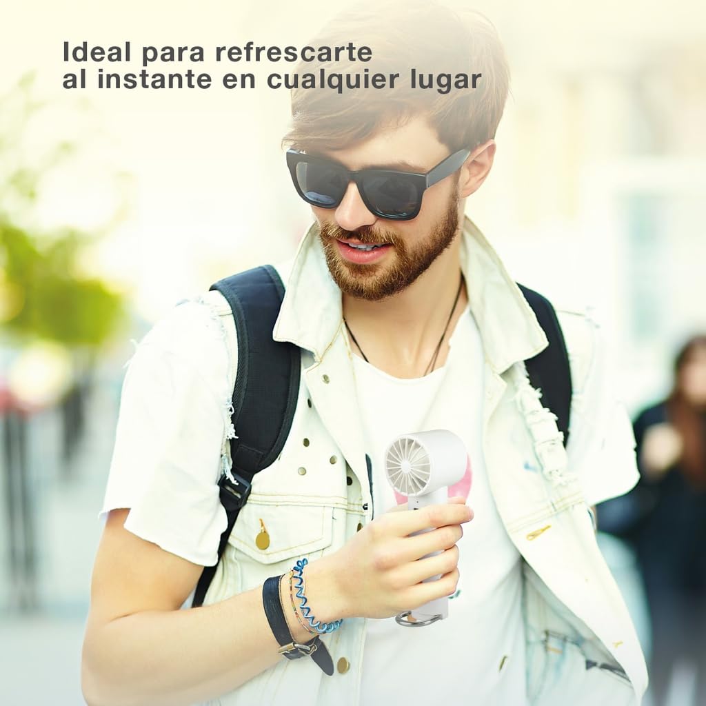 Genérico Ventilador Portátil USB Recargable, Diseño Compacto, Color Blanco