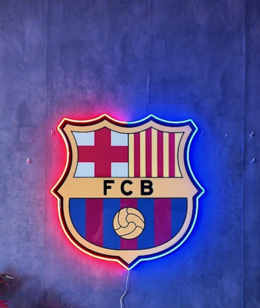 16 escudos Pantalla metacrilato y vinilo con neón LED de Bar Deportivo, Logo Iluminado de la lga de futbol, elige un escudo con el número