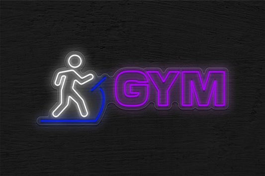 Letrero LED Decorativo de Neón para Gimnasio, Diseño Deportivo, Luz Blanca, Azul y Morada