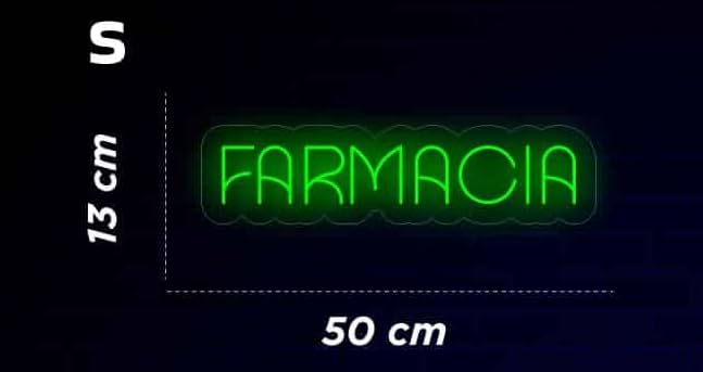 Letrero LED Neón Farmacia, Verde Brillante, 50 cm x 13 cm, Iluminación Decorativa para Exterior